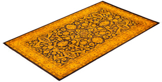 Modern Overdyed Hand Knotted Wool Gold Area Rug 3' 1" x 5' 5"