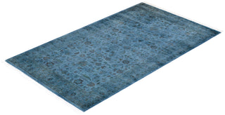 Contemporary Hand Knotted Overdyed Blue Area Rug 3' 1" x 5' 3"