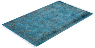 Modern Overdyed Hand Knotted Wool Blue Area Rug 3' 2" x 5' 0"