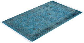 Contemporary Hand Knotted Overdyed Blue Area Rug 3' 2" x 5' 0"
