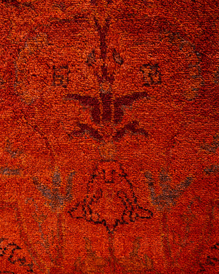 Contemporary Hand-Knotted Overdyed Orange Area Rug 4' 1" x 6' 1"