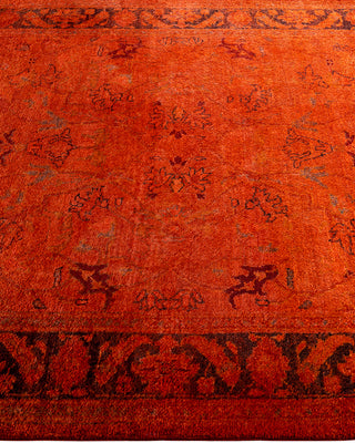 Contemporary Hand-Knotted Overdyed Orange Area Rug 4' 1" x 6' 1"