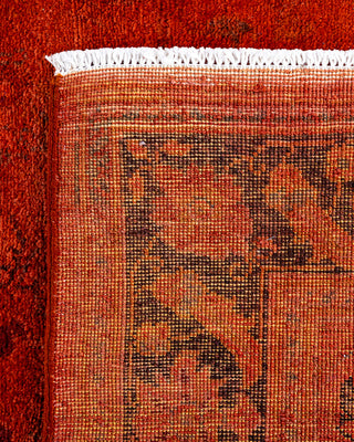 Contemporary Hand-Knotted Overdyed Orange Area Rug 4' 1" x 6' 1"