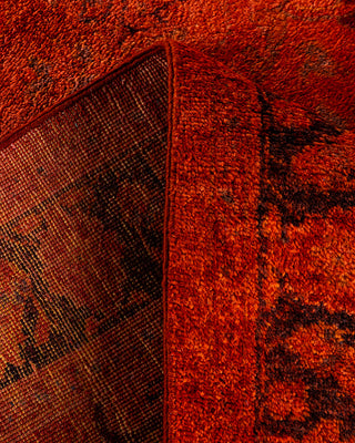 Contemporary Hand-Knotted Overdyed Orange Area Rug 4' 1" x 6' 1"