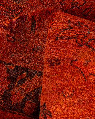 Contemporary Hand-Knotted Overdyed Orange Area Rug 4' 1" x 6' 1"