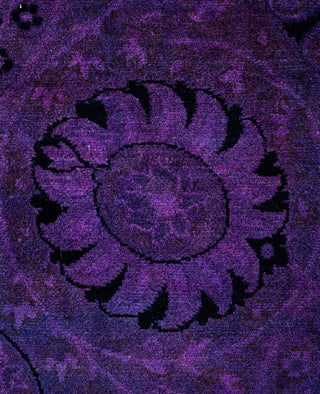 Contemporary Overdyed Wool Hand Knotted Purple Runner 3' 2" x 16' 4"