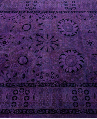 Contemporary Overdyed Wool Hand Knotted Purple Runner 3' 2" x 16' 4"