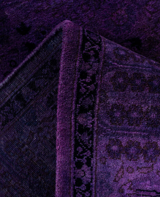Contemporary Overdyed Wool Hand Knotted Purple Runner 3' 2" x 16' 4"
