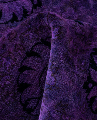 Contemporary Overdyed Wool Hand Knotted Purple Runner 3' 2" x 16' 4"