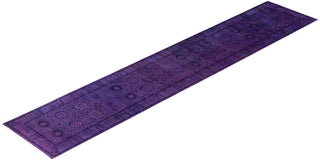 Contemporary Overdyed Wool Hand Knotted Purple Runner 3' 2" x 16' 4"