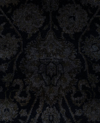 Contemporary Overdyed Wool Hand Knotted Black Runner 2' 8" x 12' 2"