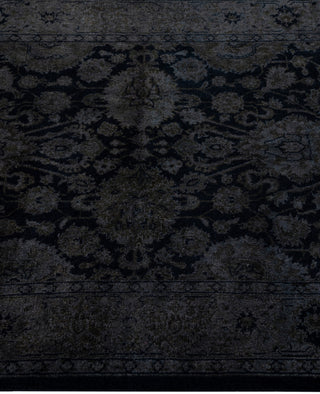 Contemporary Overdyed Wool Hand Knotted Black Runner 2' 8" x 12' 2"