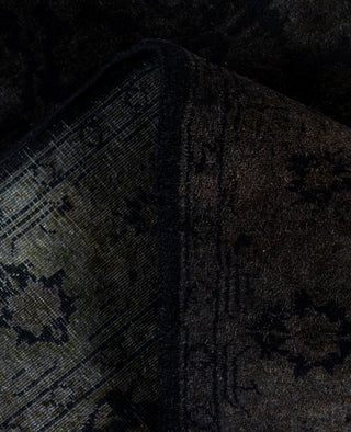 Contemporary Overdyed Wool Hand Knotted Black Runner 2' 8" x 12' 2"
