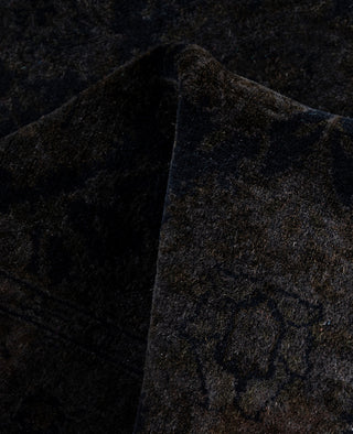 Contemporary Overdyed Wool Hand Knotted Black Runner 2' 8" x 12' 2"
