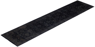 Contemporary Overdyed Wool Hand Knotted Black Runner 2' 8" x 12' 2"