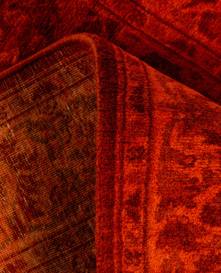 Contemporary Overdyed Wool Hand Knotted Orange Runner 2' 5" x 17' 10"