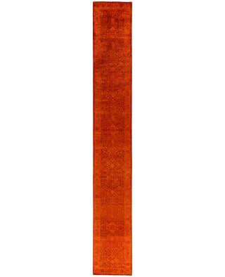 Contemporary Overdyed Wool Hand Knotted Orange Runner 2' 5" x 17' 10"