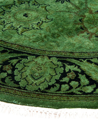 Modern Overdyed Hand Knotted Wool Green Oval Area Rug 3' 1" x 4' 7"