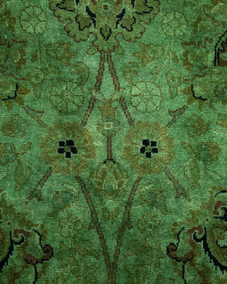 Contemporary Hand-Knotted Overdyed Green Oval Area Rug 3' 1" x 4' 7"