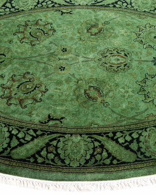 Contemporary Hand-Knotted Overdyed Green Oval Area Rug 3' 1" x 4' 7"