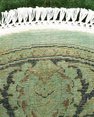 Contemporary Hand-Knotted Overdyed Green Oval Area Rug 3' 1" x 4' 7"