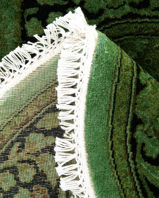 Contemporary Hand-Knotted Overdyed Green Oval Area Rug 3' 1" x 4' 7"