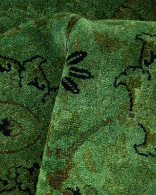 Contemporary Hand-Knotted Overdyed Green Oval Area Rug 3' 1" x 4' 7"