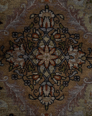 Modern Overdyed Hand Knotted Wool Brown Octagon Area Rug 9' 1" x 9' 1"