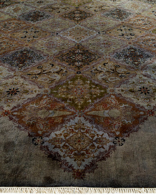 Modern Overdyed Hand Knotted Wool Brown Octagon Area Rug 9' 1" x 9' 1"