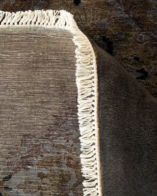 Contemporary Hand-Knotted Overdyed Brown Octagon Area rug 9' 1" x 9' 1"