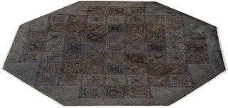 Contemporary Hand-Knotted Overdyed Brown Octagon Area rug 9' 1" x 9' 1"