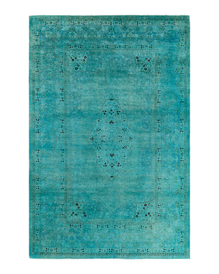 Contemporary Overyed Wool Hand Knotted Blue Area Rug 6' 3" x 9' 4"
