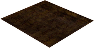 Contemporary Hand-Knotted Overdyed Brown Square Area Rug 5' 10" x 6' 3"