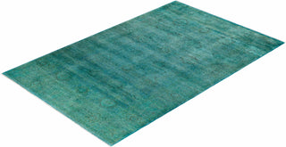 Contemporary Overyed Wool Hand Knotted Blue Area Rug 5' 3" x 8' 0"
