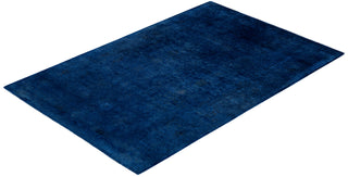 Overdyed One-of-a-Kind Wool Blue Area Rug 4' 2" x 6' 6"
