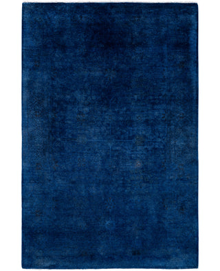 Overdyed One-of-a-Kind Wool Blue Area Rug 4' 2" x 6' 6"