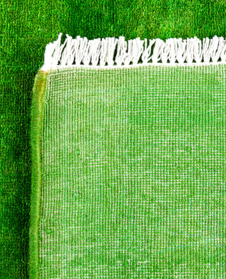 Contemporary Overdyed Wool Hand Knotted Green Area Rug 3' 2" x 3' 7"