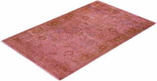 Contemporary Overyed Wool Hand Knotted Pink Area Rug 3' 2" x 5' 1"