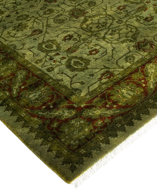 Contemporary Hand-Knotted Overdyed Green Runner 3' 1" x 10' 5"