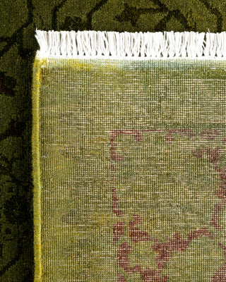 Modern Overdyed Hand Knotted Wool Green Runner 3' 1" x 10' 5"