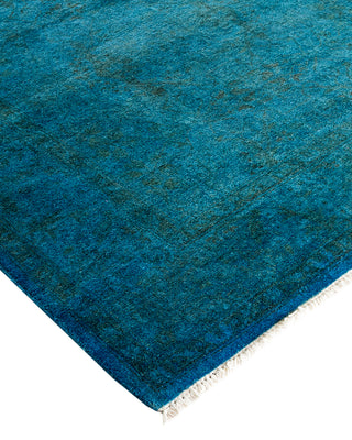 Modern Overdyed Hand Knotted Wool Blue Runner 3' 0" x 19' 9"