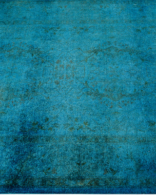 Modern Overdyed Hand Knotted Wool Blue Runner 3' 0" x 19' 9"