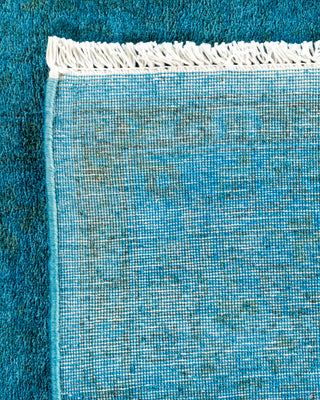 Modern Overdyed Hand Knotted Wool Blue Runner 3' 0" x 19' 9"