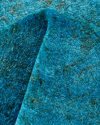 Contemporary Hand-Knotted Overdyed Blue Runner 3' 0" x 19' 9"