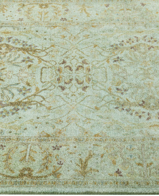 Contemporary Overdyed Wool Hand Knotted Green Runner 2' 8" x 11' 5"