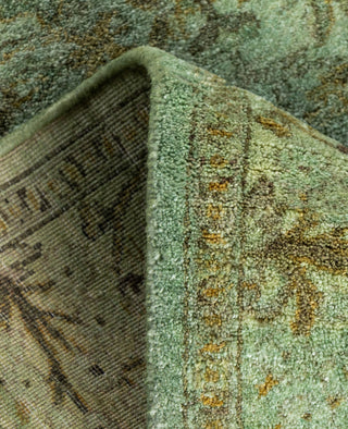 Contemporary Overdyed Wool Hand Knotted Green Runner 2' 8" x 11' 5"