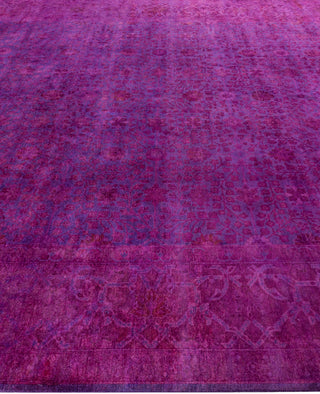 Contemporary Overdyed Wool Hand Knotted Purple Area Rug 9' 2" x 12' 4"