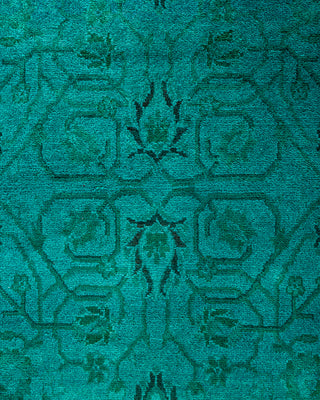 Contemporary Hand-Knotted Overdyed Blue Runner 2' 8" x 16' 1"
