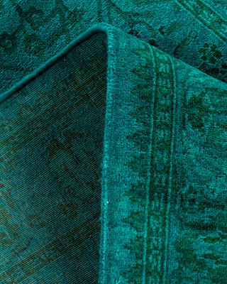 Contemporary Hand-Knotted Overdyed Blue Runner 2' 8" x 16' 1"