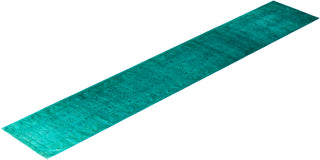Contemporary Hand-Knotted Overdyed Blue Runner 2' 8" x 16' 1"